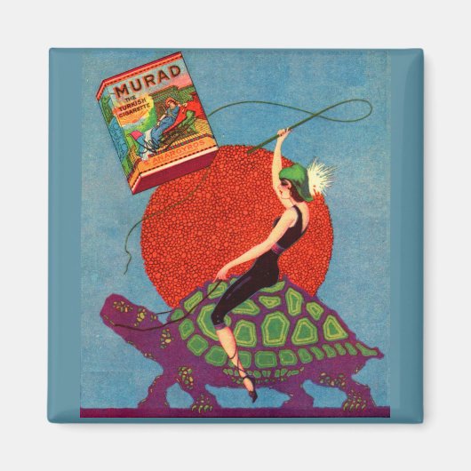 Murad sigarettendame rijder reuzenschildpad magneet (Voorkant)