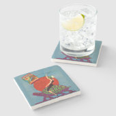 Murad sigarettendame rijder reuzenschildpad stenen onderzetter (Zijkant)