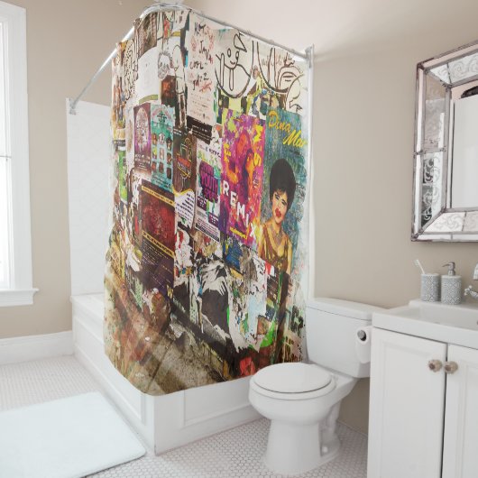 Mural, Bulletin Board, Pike Place Market, Seattle Douchegordijn (In situ)