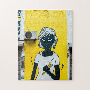 Murals angry Girl Painting Street Legpuzzel