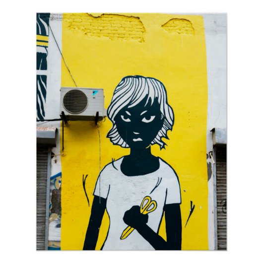 Murals angry Girl Painting Street Perfect Poster (Voorkant)