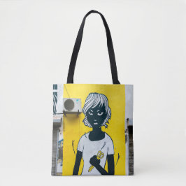 Murals angry Girl Painting Street Tote Bag