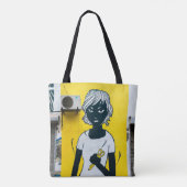 Murals angry Girl Painting Street Tote Bag (Achterkant)