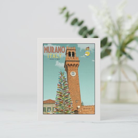 Murano Camapnile en Glass Tree Briefkaart (Staand voorkant)