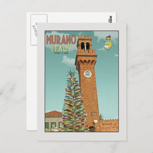 Murano Camapnile en Glass Tree Briefkaart (Voorkant / Achterkant)