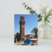 Murano, Italië Kloktoren en Glasbeeldhouwwerk Briefkaart (Staand voorkant)