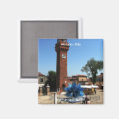 Murano, Italië Kloktoren en Glasbeeldhouwwerk Magneet (Voorkant / Achterkant)