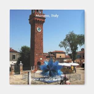 Murano, Italië Kloktoren en Glasbeeldhouwwerk Magneet