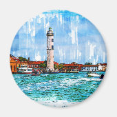 Murano Lighthouse, Venetië, Italië. Magneet (Voorkant)