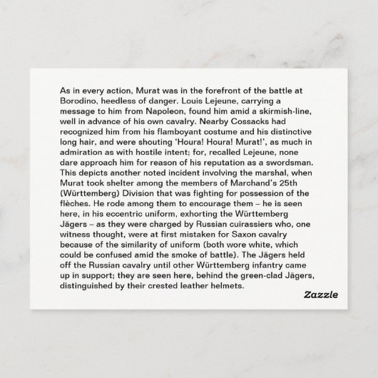 Murat op Borodino Briefkaart (Achterkant)
