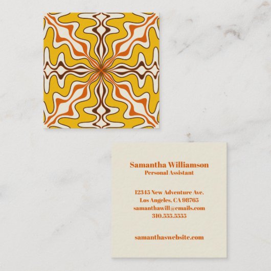Murcia Retro Spaans Tegel Abstract Patroon Vierkante Visitekaartje (Voorkant / Achterkant)