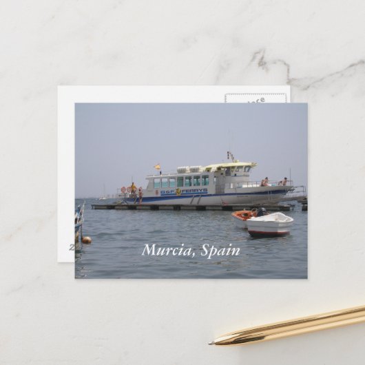 Murcia, Spanje boot op het water Briefkaart (Voorkant / Achterkant in situ)