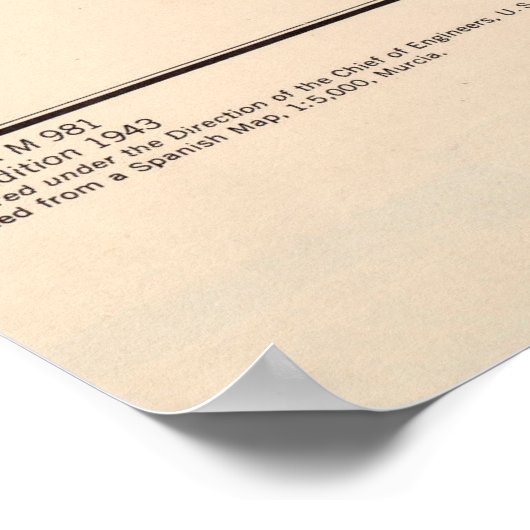 Murcia Spanje Map (1943) Poster (Hoek)