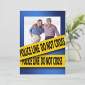 Murder mysterie blauwe verjaardag kaart (Staand voorkant)