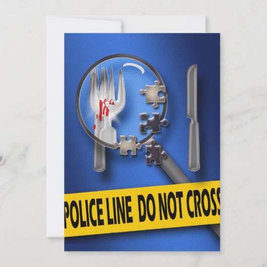 Murder mysterie puzzle verjaardagsdiner kaart (Voorkant)