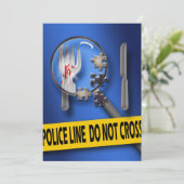 Murder mysterie puzzle verjaardagsdiner kaart (Staand voorkant)