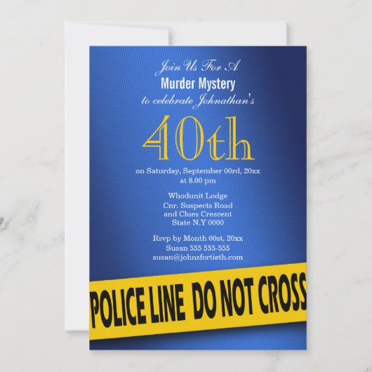 Murder mysterie puzzle verjaardagsdiner kaart (Achterkant)