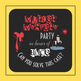 Murder Mystery Birthday Party Black Elegant Vierkante Sticker