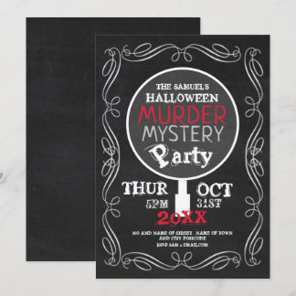 Murder Mystery, Chalkboard Halloween Party Kaart