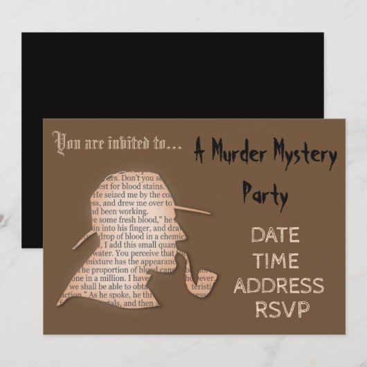 Murder Mystery detectiverparty Kaart (Voorkant / Achterkant)