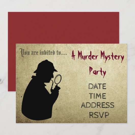 Murder Mystery detectiverparty Kaart (Voorkant / Achterkant)