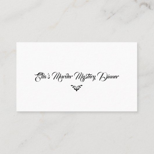 Murder Mystery Dinner Clue Visitekaartje (Achterkant)