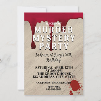 Murder Mystery Dinner Invitation – Bloody Whodunit Kaart