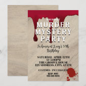 Murder Mystery Dinner Invitation – Bloody Whodunit Kaart (Voorkant / Achterkant)