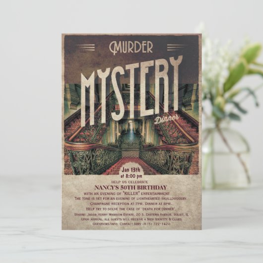 Murder Mystery Dinner Invitation Kaart (Staand voorkant)