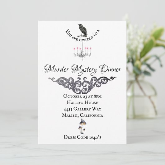 Murder Mystery Dinner Invitation Kaart (Staand voorkant)