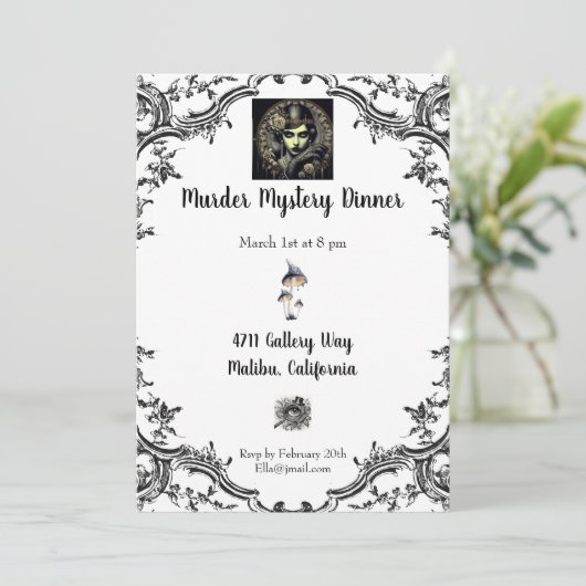 Murder Mystery Dinner Kaart (Staand voorkant)