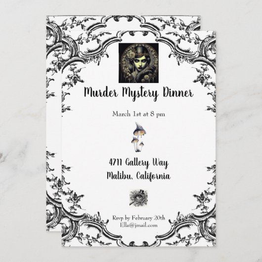 Murder Mystery Dinner Kaart (Voorkant / Achterkant)
