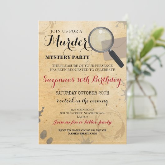 Murder Mystery Dinner Party-clusters uitnodigen Kaart (Staand voorkant)