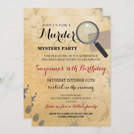 Murder Mystery Dinner Party-clusters uitnodigen Kaart (Voorkant / Achterkant)