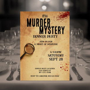 Murder Mystery Dinner Party Invitation Kaart