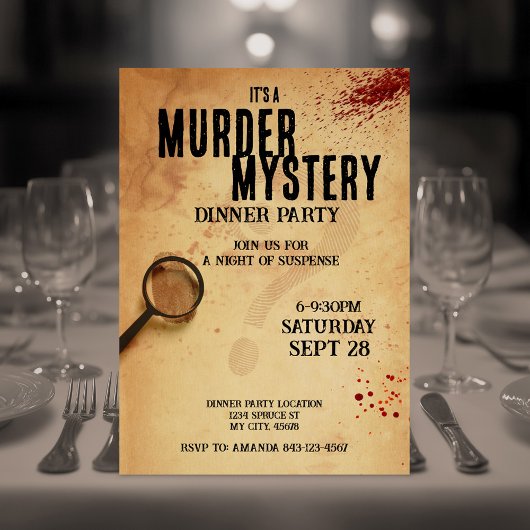 Murder Mystery Dinner Party Invitation Kaart