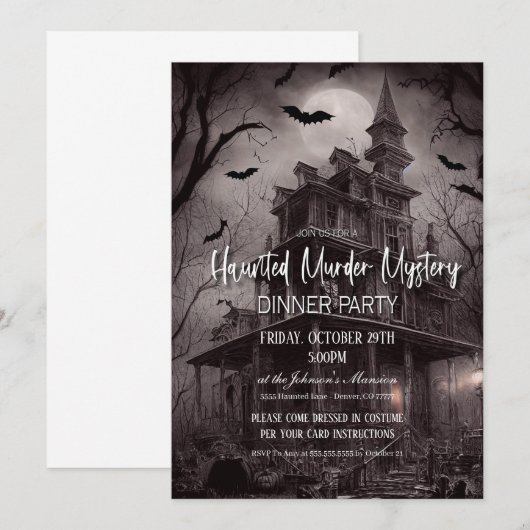 Murder Mystery Dinner Party Invitation Kaart (Voorkant / Achterkant)