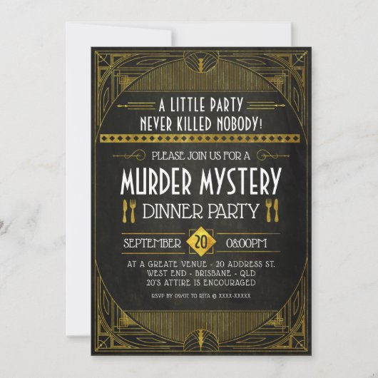 Murder Mystery Dinner Party Invitation Kaart (Voorkant)