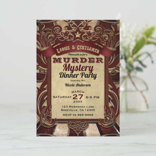Murder Mystery Dinner Party Kaart (Staand voorkant)
