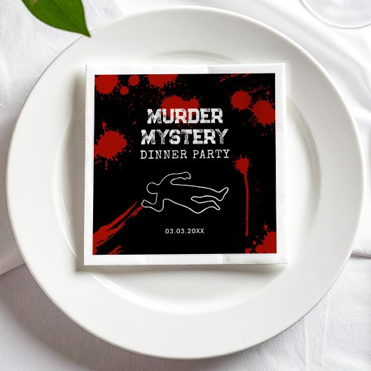 Murder Mystery Dinner Party met Bloedvlekken Servet