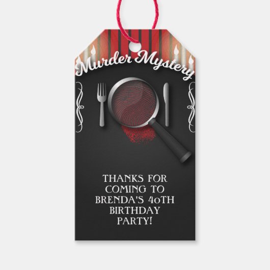 Murder Mystery Dinner Theatre Party Cadeaulabel (Voorkant)