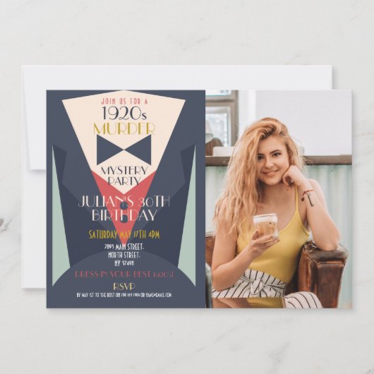 Murder Mystery Elegant Art Deco Uitnodiging uit 19 (Voorkant)