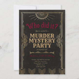 Murder Mystery Game Birthday Party Invitation Kaart