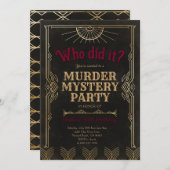 Murder Mystery Game Birthday Party Invitation Kaart (Voorkant / Achterkant)
