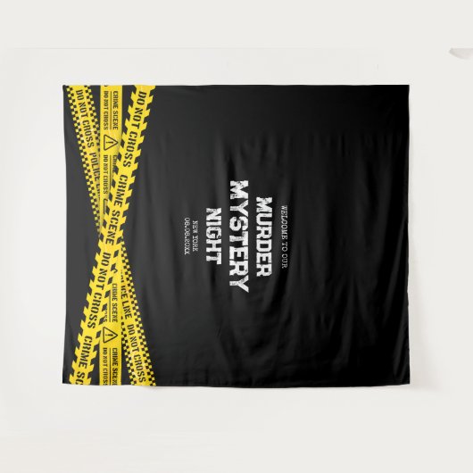 Murder Mystery Night met gele politiebanden Wandkleed (Voorkant (horizontaal))