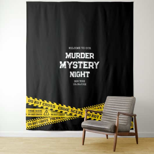 Murder Mystery Night met gele politiebanden Wandkleed (In situ)