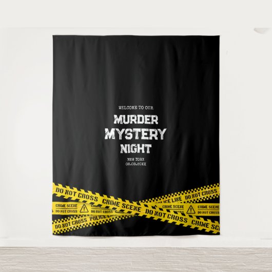 Murder Mystery Night met gele politiebanden Wandkleed (Voorkant)