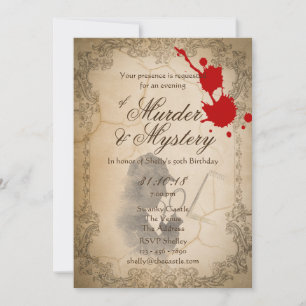 Murder Mystery nodigt  Parchment Classy uit Kaart