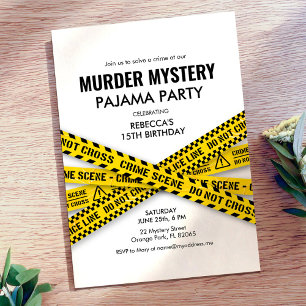 Murder Mystery Pajama Birthday Party Invitation Kaart