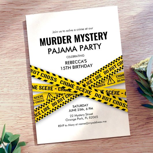 Murder Mystery Pajama Birthday Party Invitation Kaart